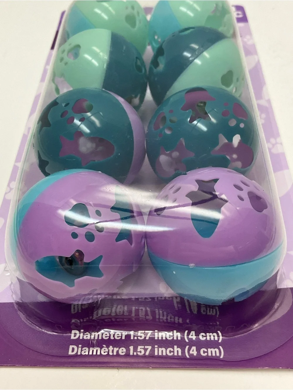 🌼4/$10🌼 NEW 8pc Cat Toy Balls with Bells | Mint, Teal & Lavender | 1.57 inch